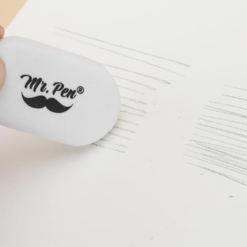 Mr. Pen- White Oval Pencil Erasers, 10 Pack, 1" x 2", Soft Rubber White Pencil Erasers for School, Office, Art Sketching, Homework, Exams, Clean Smudge-Free Correction