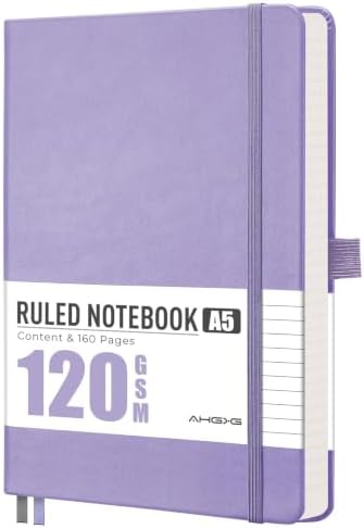 AHGXG Lined Journal Notebook, 160 Numbered Pages, A5 Size (5.7'' x 8.3'')