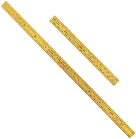 PEC Tools 6" & 12" TiN Coated Metal Ruler, Flexible, 4R Graduation, 2pcs