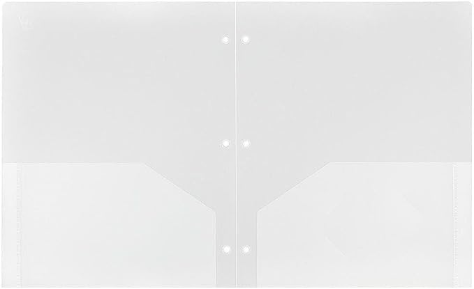 JAM PAPER Heavy Duty Plastic 3 Hole Punch Pocket Folders - Extra Tough School Folders - Clear - Bulk 48/Pack