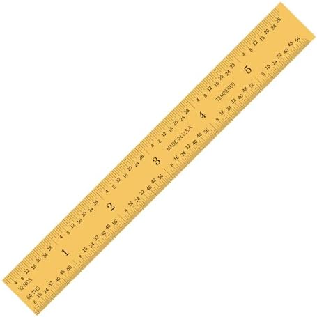 PEC Tools 6"/150mm TiN Coated Metal Ruler, Rigid, English & Metric