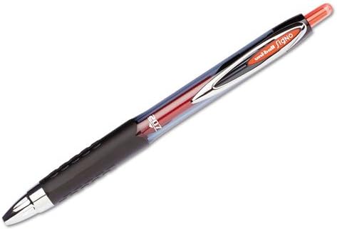 uni-ball® 207™ Retractable Fraud Prevention Gel Pens, Medium Point, 0.7 mm, Black Barrels, Red Ink, Pack of 12