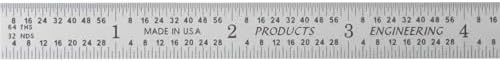 PEC Tools 12"/300mm Metal Ruler, Flexible, English & Metric, High Precision