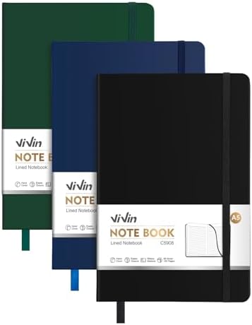 ViVin 3 Pack A5 Hardcover Lined Notebook,192 pg College Ruled 5.5x8.3
