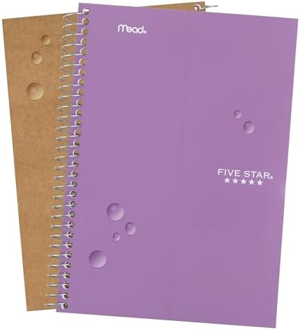 Five Star Spiral Notebook, 2 Subject, College Ruled Paper, 6" x 9.5", 80 Sheets, Amethyst Purple (840029CF1-ECM) (Pack of 12)