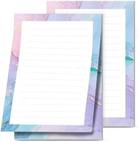 2 Pack Lined Sticky Notes 4x6 in, Cute Self-Stick Notepads with Lines, Large Memo Pads Strong Adhesive for Office, Home Purple Cute Marble