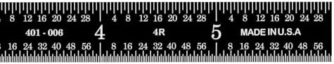 PEC Tools 6" Black Chrome Metal Ruler, Flexible, 4R Graduation, Pack of 3