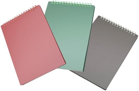YIHUANYIFA 3pcs Steno Spiral Notebooks Top Bound 5.5x8.3inch 80 Sheet Steno Pads Thick Plastic Covers 8mm Ruled for Writing Notes in Lists, Office, Home (A5 3Pcs Ruled Dark)