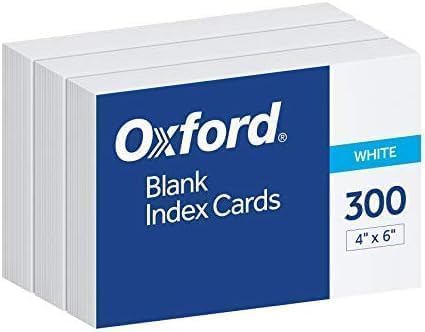 Oxford White Index Cards 4 x 6 | Blank | For Study Notes | Made in USA | 300 Cards, Pack of 10
