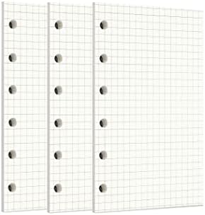 Zelten 3 Pack A7 135 Sheets/270 Pages Squared Loose Leaf Punched Paper Refills Paper for 6 Hole Binder Personal Organizer Diary Notebook Refillable Planner