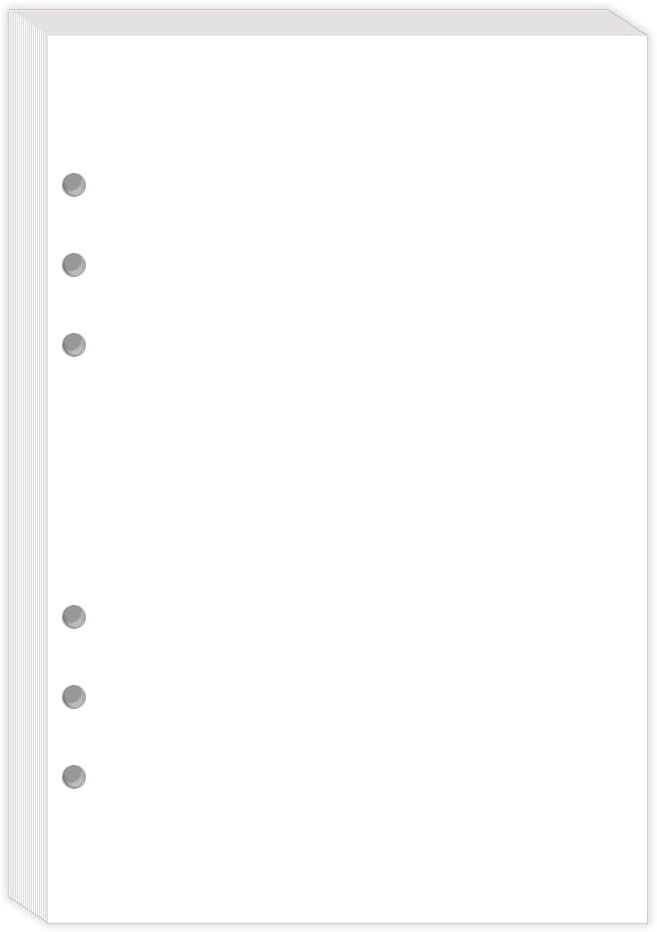 A5 Blank Paper - 6-Hole Punched Paper Refills for A5 Binder, 80 Sheets/160 Pages Printer Paper, 100gsm, White, 5.6'' x 8.2''