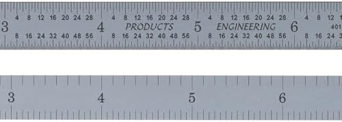 PEC Tools 24" Metal Ruler, Flexible, 4R Graduation, Inch Measuring Tool