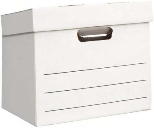 Amazon Basics Medium Duty Storage/Filing Boxes with Lid and Handles, Legal/Letter Size, Collapsible, Foldable, Tape-Free Assembly, 16.2" L x 12.5" W x 10.5" H, White, 12-Pack
