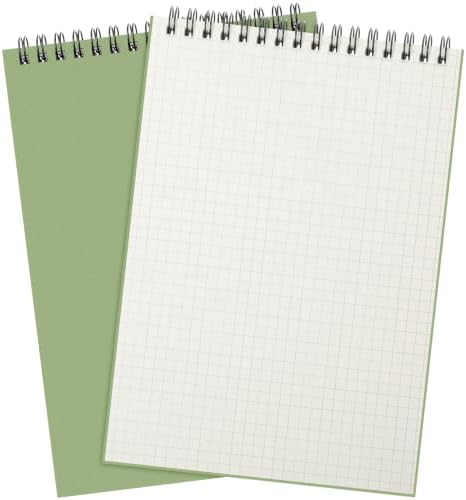 Engrowtic 2 Pack Graph Paper Spiral Notebook A5,Eucalyptus Green