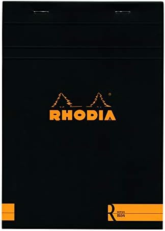 Rhodia"R" Premium Stapled Notepad - Lined 70 sheets - 6 x 8 1/4 - Black Cover