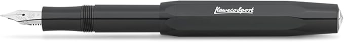 Kaweco Skyline Sport Fountain Pen I Premium Fountain Pen Luxury for Ink Cartridges with High-Quality Steel Nib I Sport Fountain Pen 13.5 cm Black Nib Width W