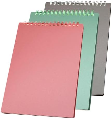 YIHUANYIFA 3pcs Steno Spiral Notebooks Top Bound 5.5x8.3inch 80 Sheet Steno Pads Thick Plastic Covers 8mm Ruled for Writing Notes in Lists, Office, Home (A5 3Pcs Ruled Dark)