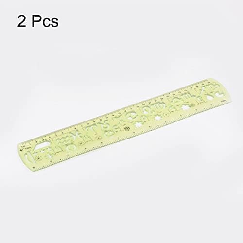 HARFINGTON 2pcs Unbreakable Flexible Rulers 30cm/12" Double Scale Shatterproof Folding Plastic Ruler for Classrooms Home Office, Light Green