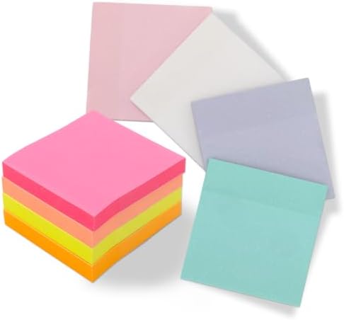 3x3 Sticky Notes, 4 Pads Clear Sticky Notes + 4 Pads Colorful Sticky Pads