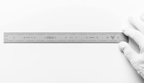 PEC Tools 12"/300mm Metal Ruler, Rigid, English & Metric Precision, 2 Pack
