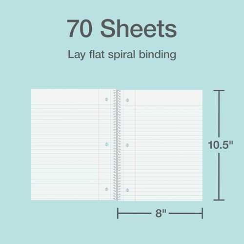 Oxford Spiral Notebooks, 3 Pack, College Ruled, 70 Sheets, Earthtone Covers