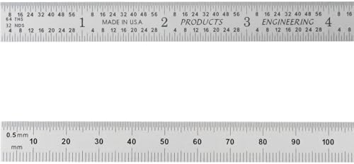 PEC Tools 12"/300mm Metal Ruler, Flexible, English & Metric, High Precision