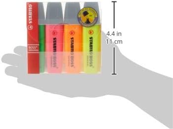 STABILO - BOSS ORIGINAL - Highlighter - Pack of 4 - Yellow, Orange, Green, Pink
