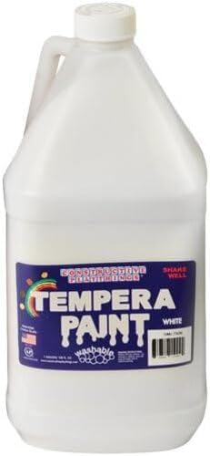 Constructive Playthings Washable Tempera Paint for Kids, Classroom Painting Supplies, 1 Gallon, White