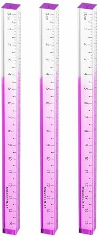 HARFINGTON 3pcs Acrylic Clear Straight Rulers 15cm Metric Transparent Gradient Three-Dimensional Plastic Ruler Square Cube Measuring Tool for Classroom Office, Purple