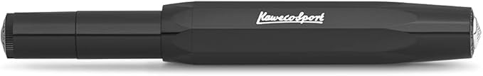 Kaweco Skyline Sport Fountain Pen I Premium Fountain Pen Luxury for Ink Cartridges with High-Quality Steel Nib I Sport Fountain Pen 13.5 cm Black Nib Width W