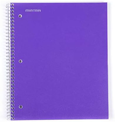 Mintra Office Durable Spiral Notebooks, 1 Subject, (Purple, Wide Ruled 3 Pack), 100 Sheets, Poly Pocket, Moisture Resistant Cover, Strong Chipboard back, For School, Office, Business,