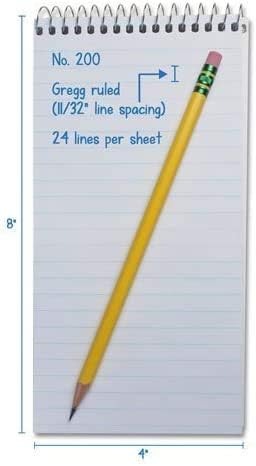 Portage Reporters Notebook – Top Bound Spiral Notepad, Blank Cover Steno Note Book, Perfect for Reporters & Journalists Taking Notes in the Field, Gregg Ruled – 4 x 8 In, 70 Sheets, 12 Pack