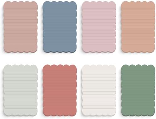 Eaasty 8 Pack Scalloped Sticky Notes Lined 4" X 6" Vintage Memo Pads
