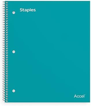 Staples Accel Durable Poly Cover 1-Subject Notebook, College Ruled, Teal
