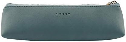 Doraking pen Case Cosmetic Makeup bag, stationery pouch PU Leather Small Pencil Pouch Students Zipper Bag for Pens, Pencils, Markers (Dark Green)