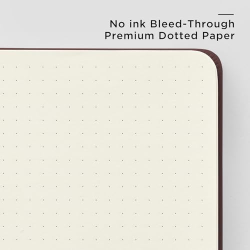&And Per Se Dotted Journal Notebook – A5 Hardcover, 160 Pages 100gsm Paper, Dot Grid Notebook for Planning & Creative Journaling, 3 Sticker Sheets Included (Dark Red)