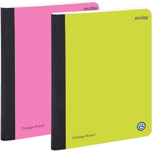 Enday Composition Notebooks College Ruled Paper, Hard Cover Composition Notebook, Premium Lined Composition Books, 100 Sheets Ruled Notebook, Pink and Yellow (2 Pack)