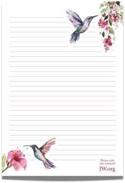 JW Letter Writing A4 Pad Stationery Paper Lined Gift Notepad Writing Sheets (Humming Birds)