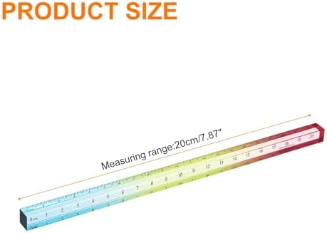 HARFINGTON Acrylic Clear Straight Rulers 20cm Metric,Colorful | Transparent Gradient Three-Dimensional Plastic Ruler Square Cube Measuring Tool for Classroom