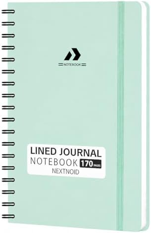 Nextnoid A5 Lined Spiral Notebook - 170 Pages, College Ruled, Mint Green