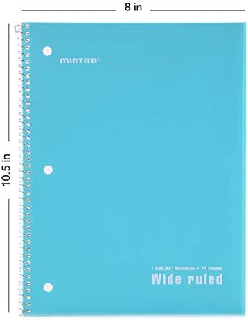 Mintra Office Spiral Notebooks, Wirebound, Journals for School, Work, Business, Aesthetic Stationery, Writing Pads, Teacher & Student Supplies (24, Solid Color-Poly Cover, Wide)