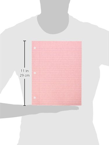 School Smart 3-Hole Punched Filler Paper, 8-1/2 x 11 Inches, Pink, 100 Sheets - 087155