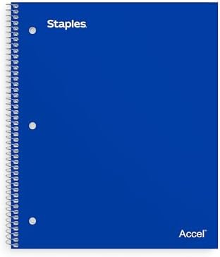 Staples 1-Subject Notebook, 8.5x11 Inch, College Ruled, Blue, 3-Pack
