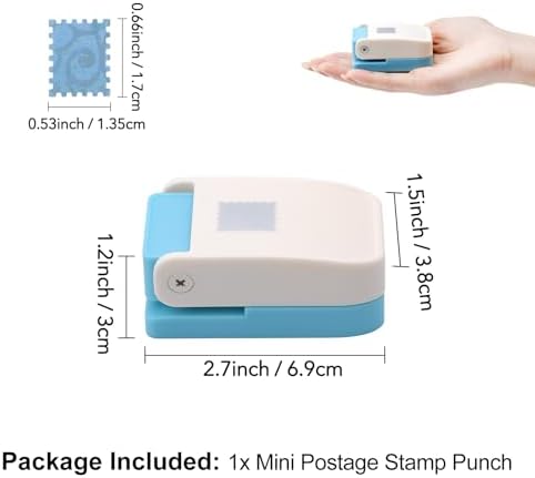 Mini Size Stamp Punch, 0.6x0.5 Inch MINI Postage Stamps Punch, Portable Lever Craft Hole Cutter Puncher, Stamp Shaped Paper Puncher, Paper Punches for Journaling Crafting DIY Scrapbooking Crafts