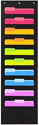 Hippo Creation Heavy Duty Storage Pocket Chart (Black - 1 Pack, 10 Pockets - Without Name Tag)