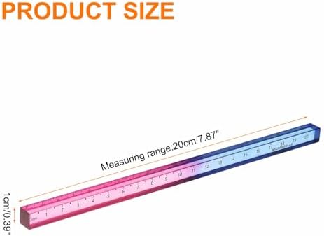 HARFINGTON Acrylic Clear Straight Rulers 20cm Metric Transparent Gradient Three-Dimensional Plastic Ruler Square Cube Measuring Tool for Classroom Office, Blue-Pink