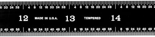 PEC Tools 24" Black Chrome Metal Ruler, Flexible, 4R Graduation