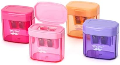 Mr. Pen- Manual Pencil Sharpener, 4 Pack, Colorful, Dual Holes