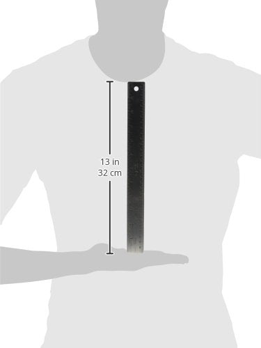 Business Source Nonskid 12" Ruler with Hanging Hole, Stainless Steel