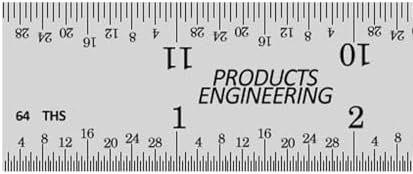 PEC Tools 12" Metal Ruler, Rigid, 4R Graduation, High Precision, Pack of 3